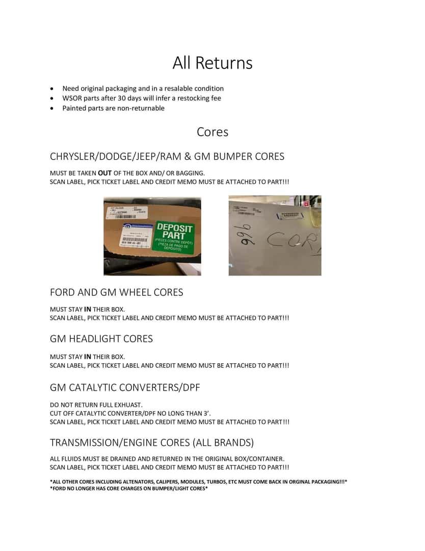 Returns Core