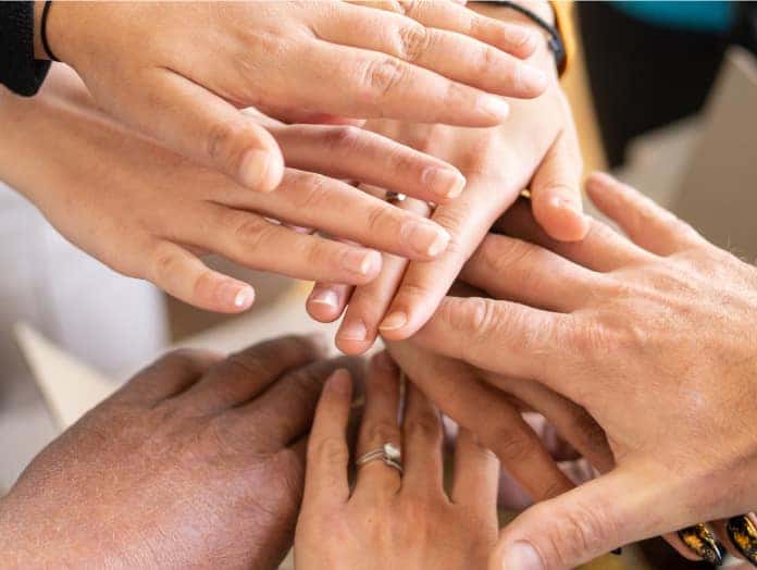 team hands
