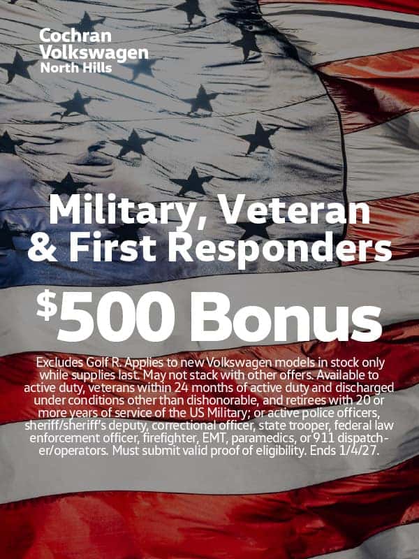 Military, Veteran & First Responders $500 Bonus