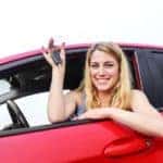 Woman showing keys.