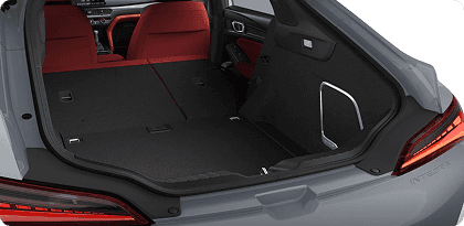 2026 Acura Integra hatchback rear cargo area with rear seats folded flat