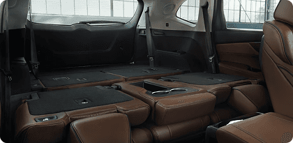 2026 Acura MDX interior with second and third row seats folded flat for maximum cargo space