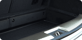 2026 Acura MDX rear cargo area showing hidden storage with smart lid stowed