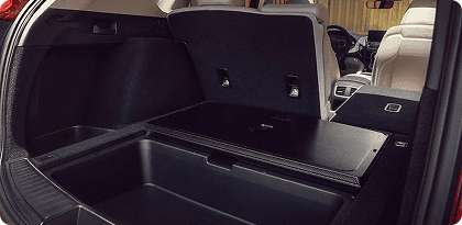 2026 Acura RDX rear cargo area with under-floor storage compartment exposed