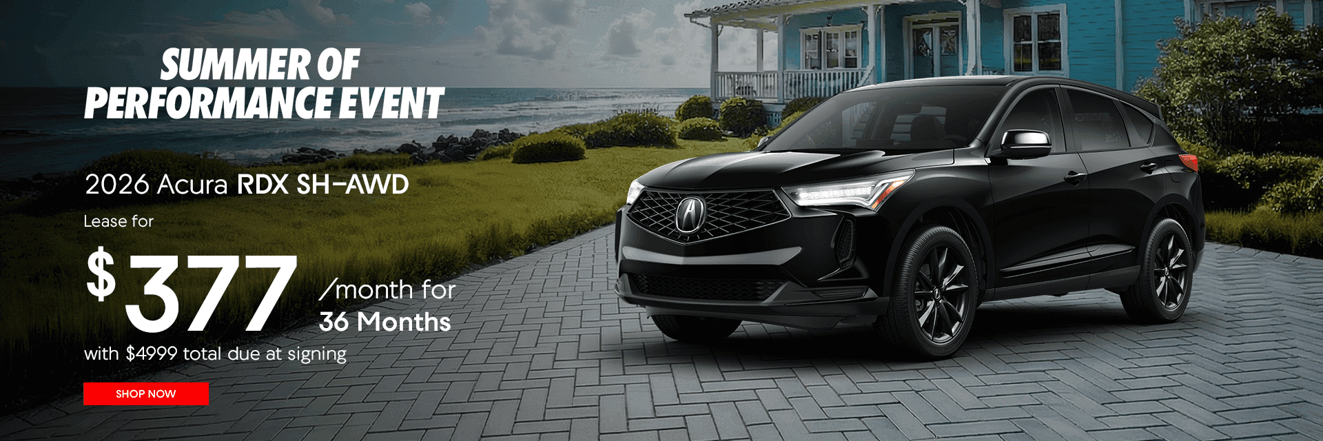 2026 Acura RDX SH-AWD Lease Subtext $377 plus tax per month for 36 months with $4999 total due at signing, plus tax and license