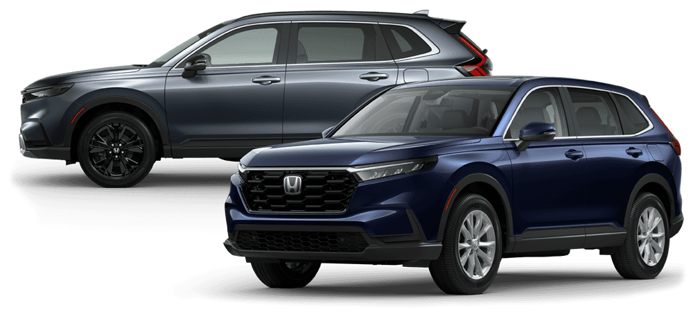 2024 CR-V Gas and Hybrid Compact SUV in Meteorite Gray and Canyon River Blue