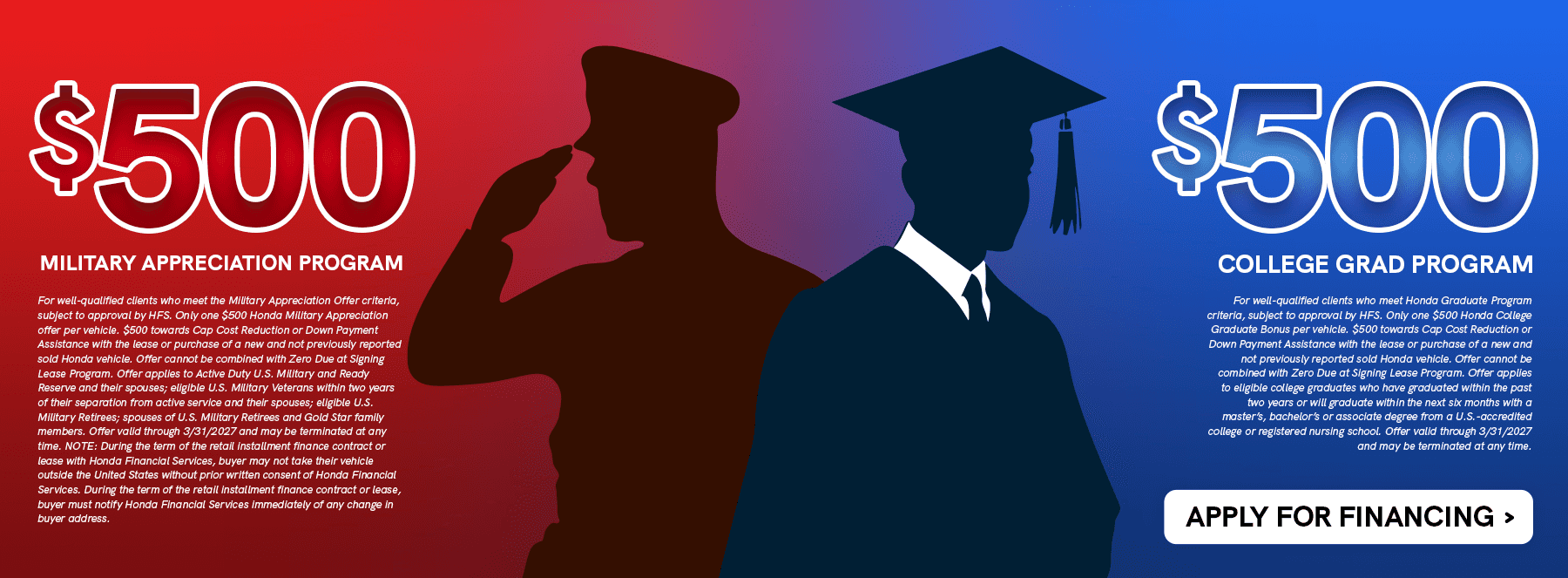 Honda Military Appreciation and College Grad Programs Info