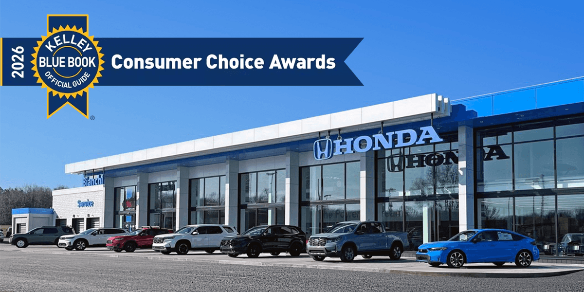 bianchi honda dealership with 2026 kbb consumer choice awards logo overlaid in the sky