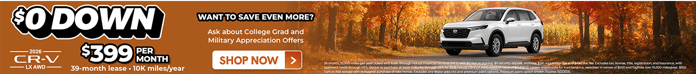 Fall themed lease offer for Honda CR-V
