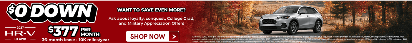 Fall themed lease offer for Honda HR-V