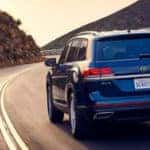 Exterior image of the 2021 Volkswagen Atlas traveling on a highway