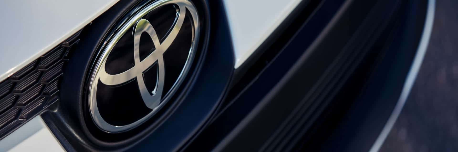 Close up of Toyota logo on car