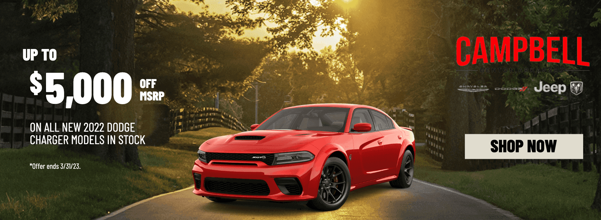 Up to $5K OFF any new 2022 Charger in stock