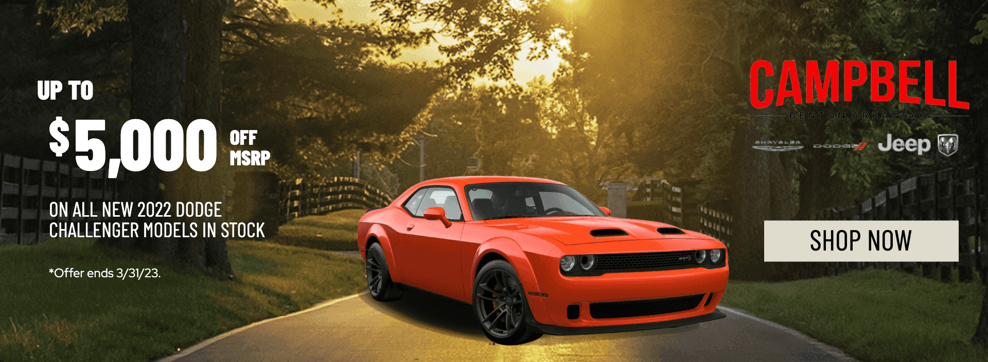 Up to $5K OFF any new 2022 Challenger in stock