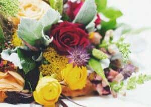 yellow and red rose bouquet