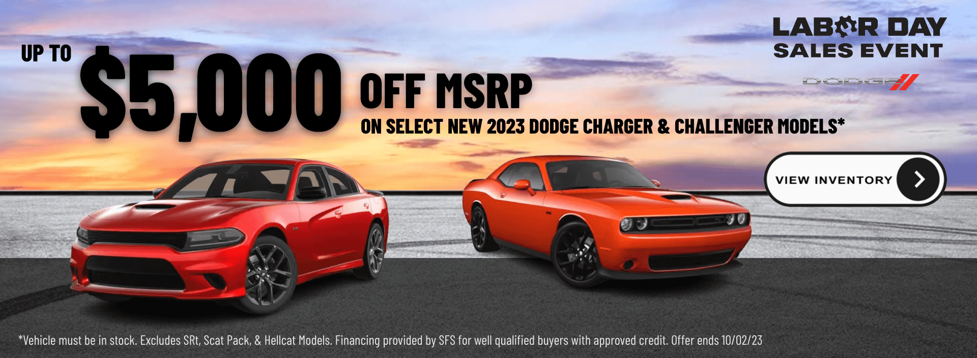 UP TO $5K OFF SELECT CHARGER & CHALLENGER MODELS
