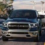 2024 RAM 1500 towing a boat on the road