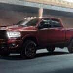 red 2024 RAM 2500 parked in a parking garage