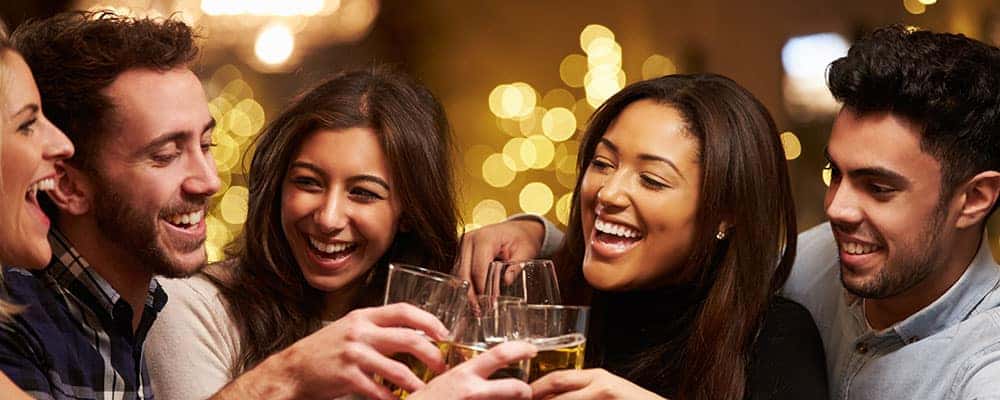 Friends having drinks in a restaurant pub