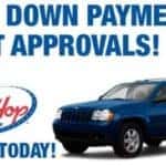 CarHop low down payments and fast approvals graphic with blue SUV