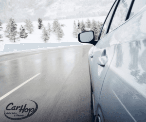 Vehicle on road in winter