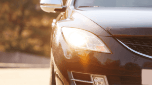 car with headlights on