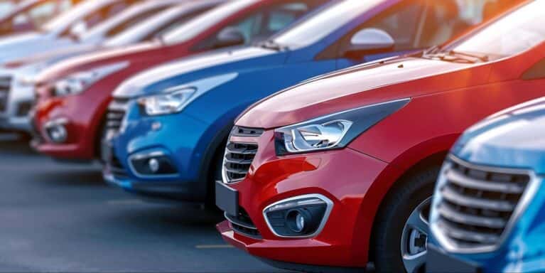 Cars lined up