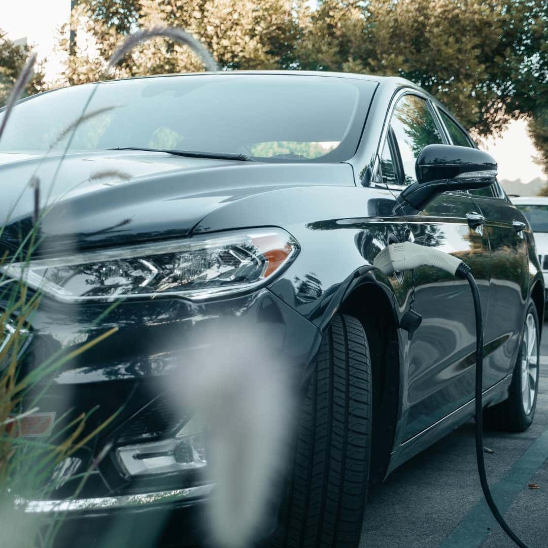 Electric vehicle at a charging station
