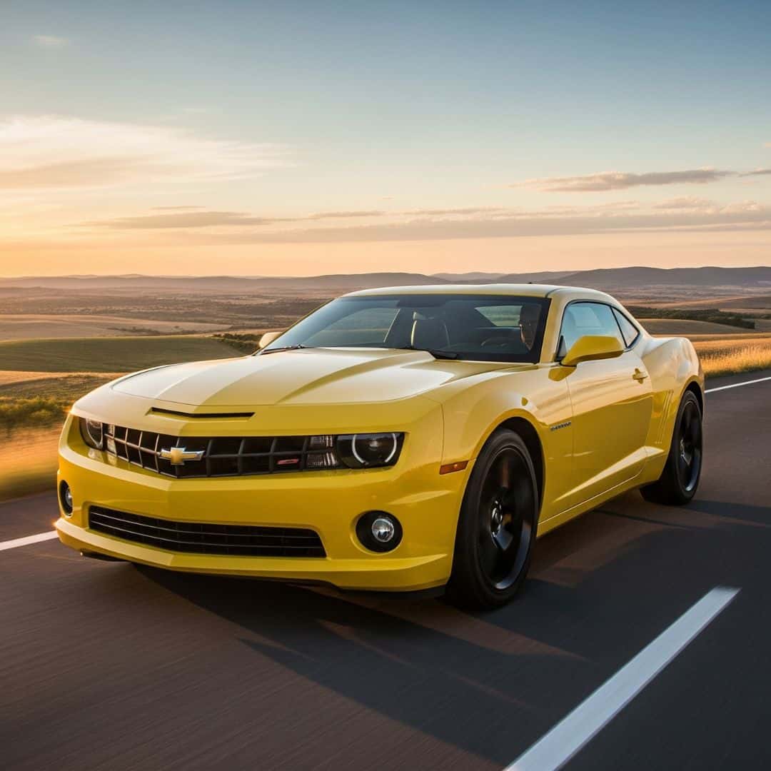 A Chevrolet Camaro driving on an open road