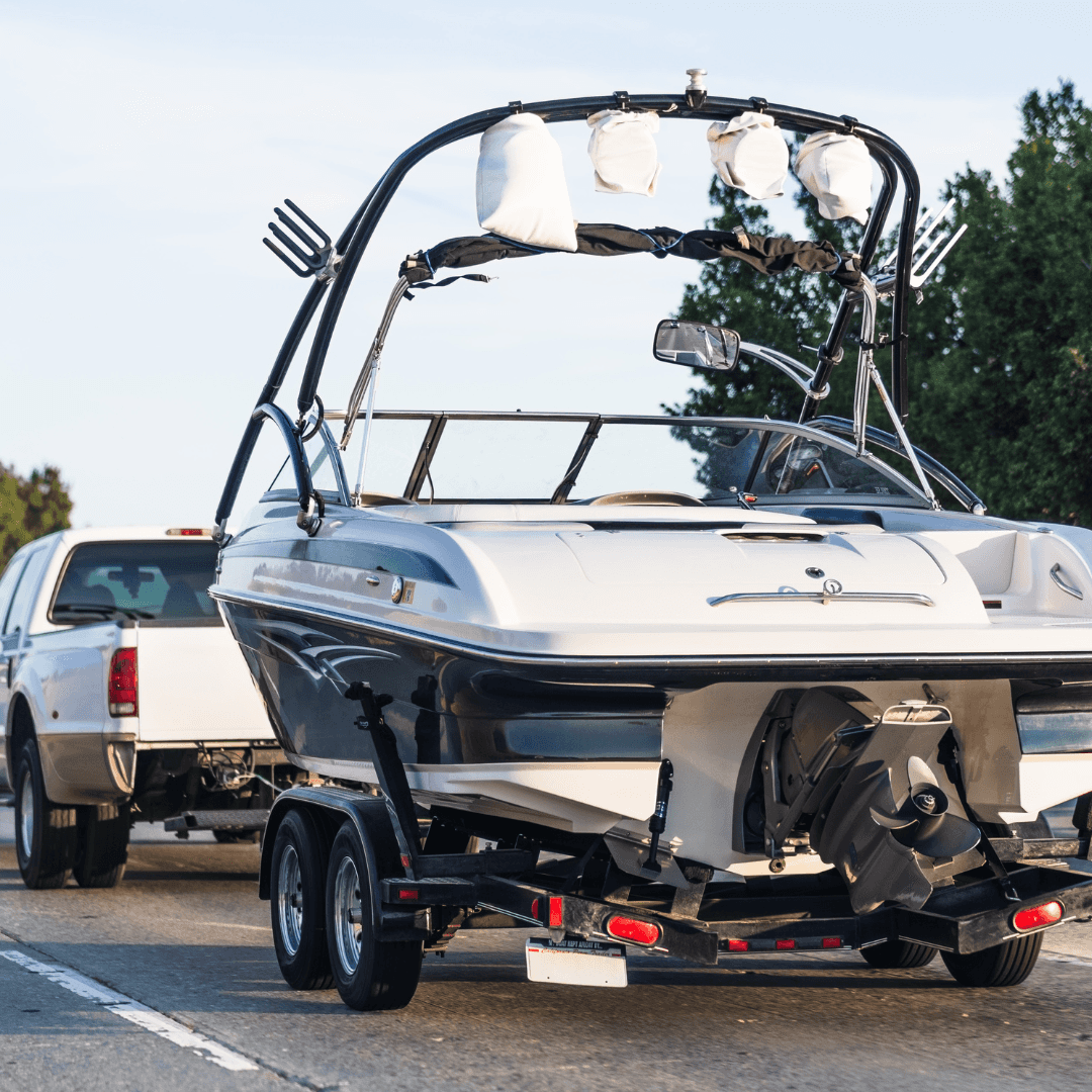 Chevy towing a boat