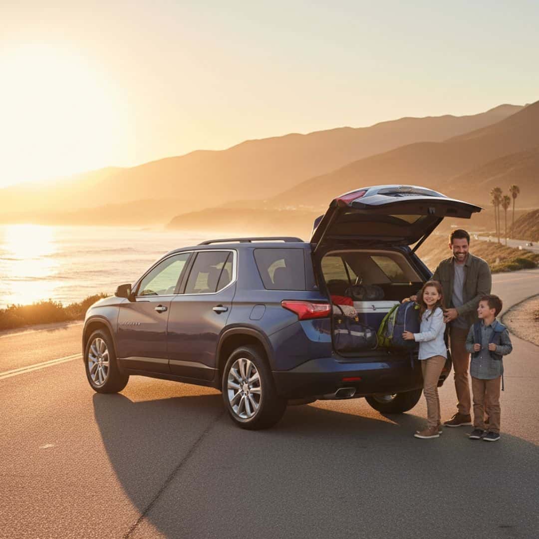 family packing a car