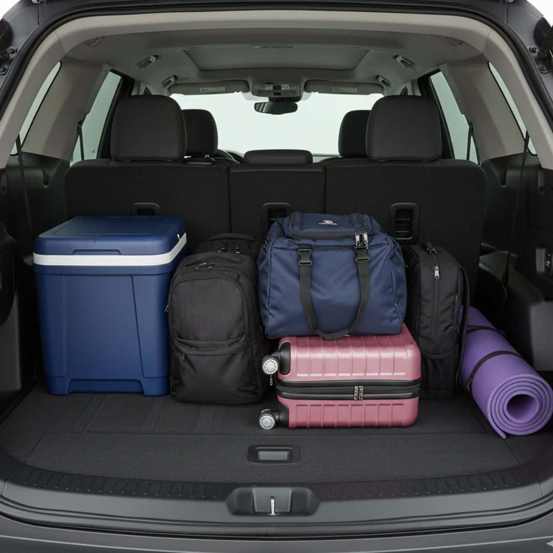 suitcases in a car