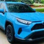 blue vehicle
