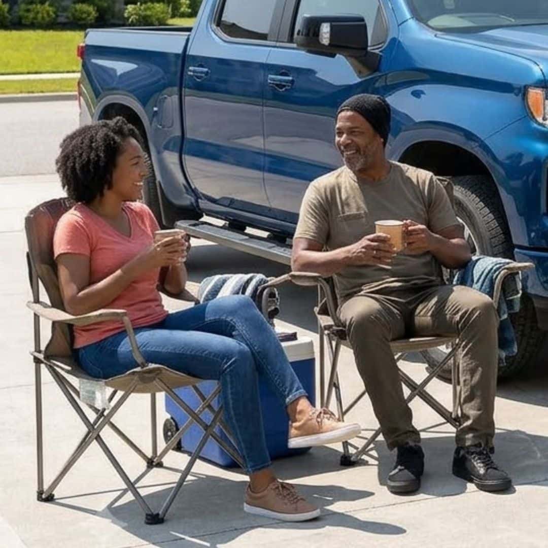 people with their chevy truck