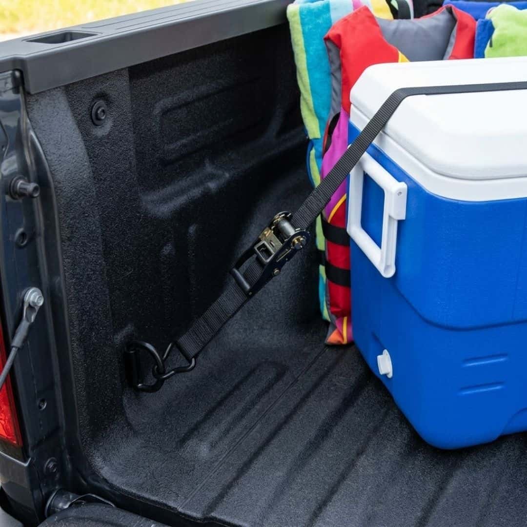 chevy colorado truck bed packed for the lake