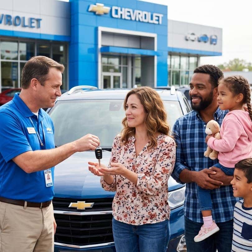 receiving the keys to their newly purchased vehicle