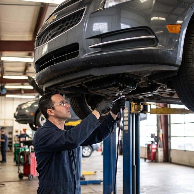 Mechanic doing an oil change