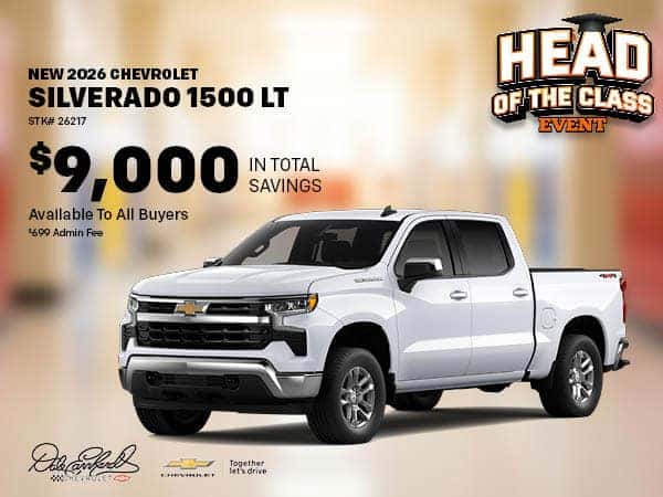 Get Up To $9,000 In Total Savings on a New 2026 Chevy Silverado 1500 LT!