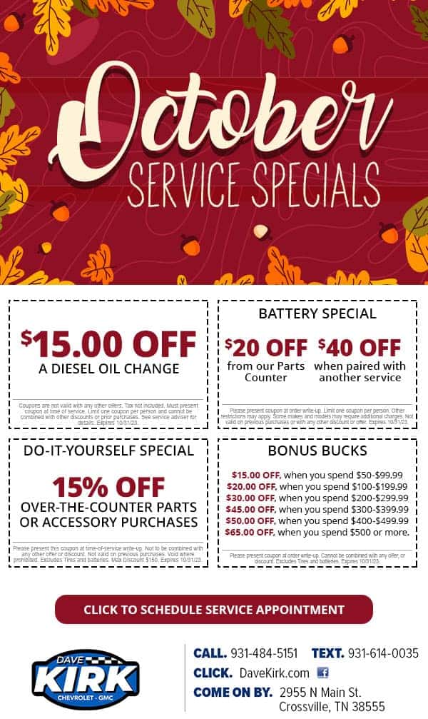 October Service Specials