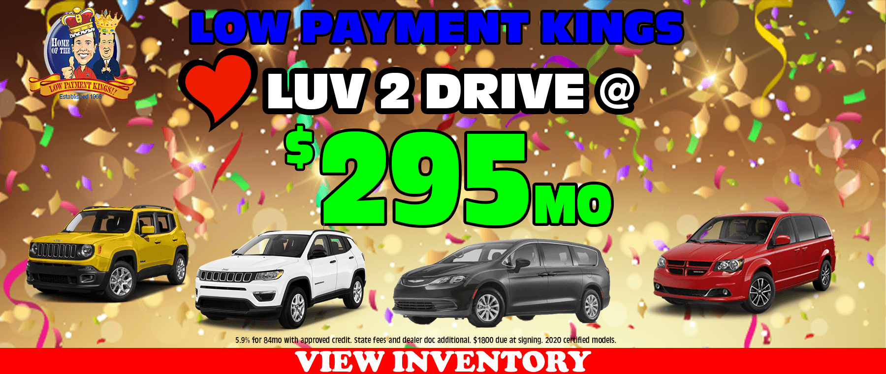 $295mo on many certified used vehicles during our Luv 2 Drive Event at Dodge Chrysler Jeep Ram of Winter Haven