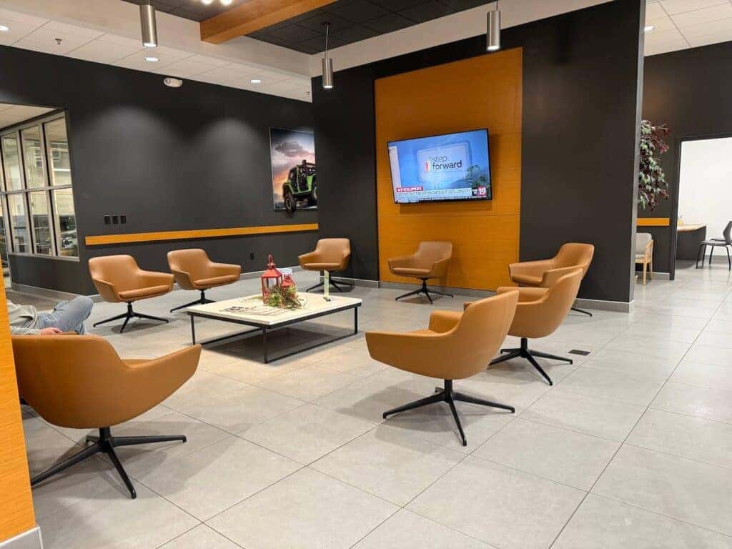 Customer waiting area inside Fred Martin Superstore dealership in Barberton OH