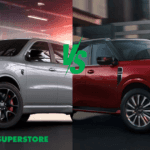 Side-by-side comparison of 2025 Dodge Durango and 2025 Nissan Armada showing SUV size and design differences