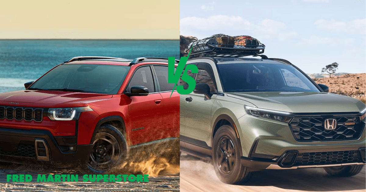 2026 Jeep Cherokee next to 2026 Honda CR-V showing side-by-side comparison