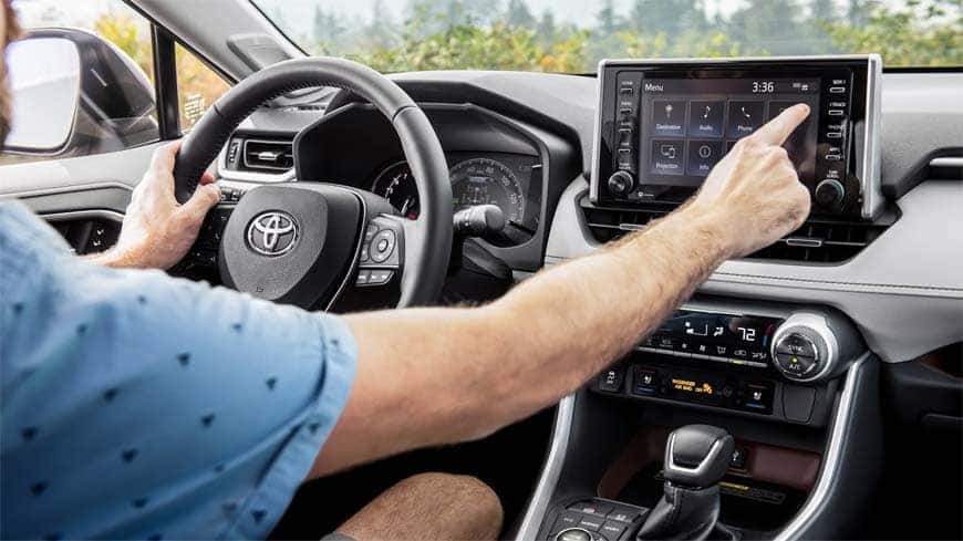 Toyota RAV4 Interior shot of wheel and dashboard