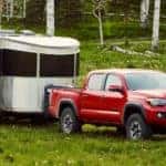 A 2021 Toyota Tacoma towing a trailer