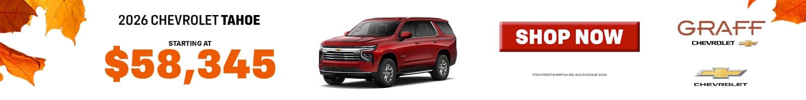 2026 Tahoe starting at $58,345