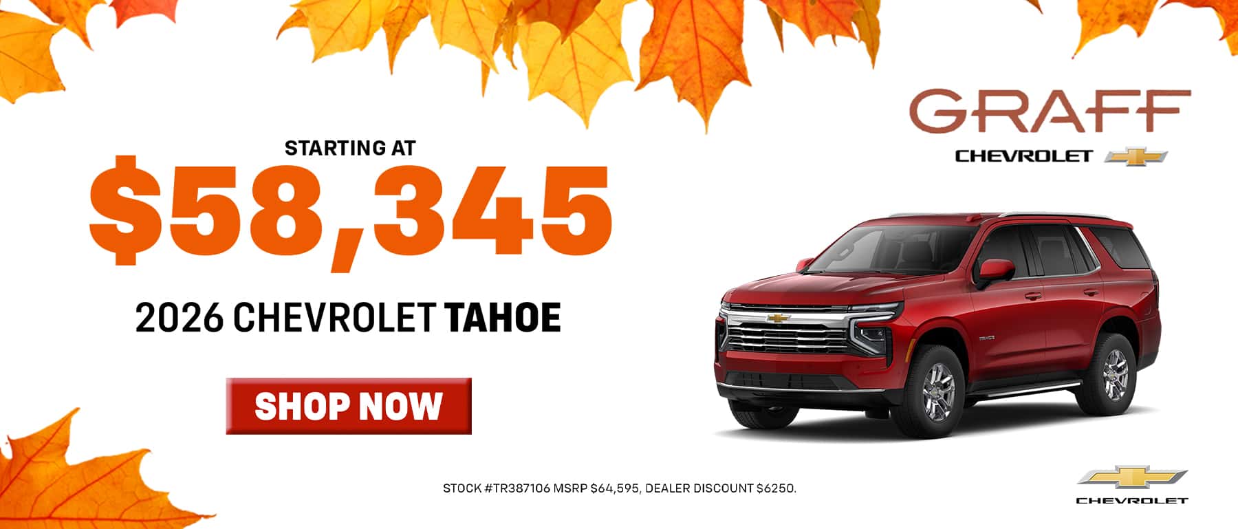 2026 Tahoe starting at $58,345