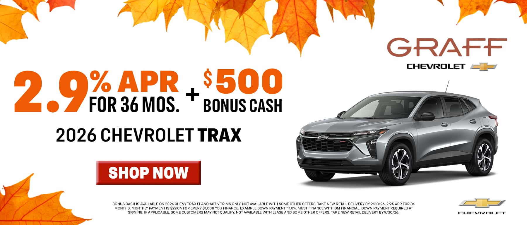 $500 Bonus cash + 2.9% APR