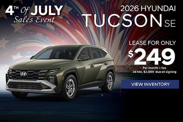 2026 Hyundai Tucson SE $249/mo For 36 months with $3,999 due at lease signing