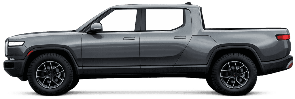 Grey Rivian Facing Sideways